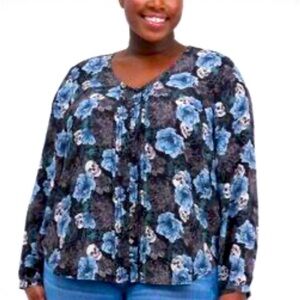 Torrid skull long sleeve‎ button front top goth punk edgy alternative size 20